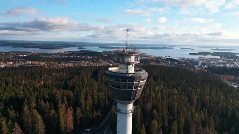 4k drone video of landscape, lakes and architecture of Kuopio city of Finland. Stock Footage 255803720