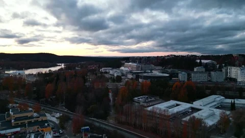 4k drone video of landscape, lakes and architecture of Kuopio city of Finland. Stock Footage 255980720