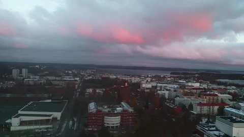 4k drone video of landscape, lakes and architecture of Kuopio city of Finland. Stock Footage 255980957