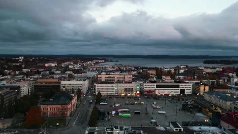 4k drone video of landscape, lakes and architecture of Kuopio city of Finland. Stock Footage 255981124