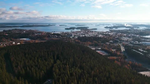 4k drone video of landscape, lakes and architecture of Kuopio city of Finland. 스톡 동영상 255981182