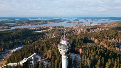 4k drone video of landscape, lakes and architecture of Kuopio city of Finland. 스톡 동영상 255981346