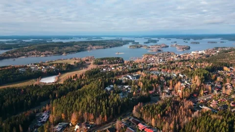 4k drone video of landscape, lakes and architecture of Kuopio city of Finland. Stock Footage 255981352
