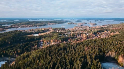 4k drone video of landscape, lakes and architecture of Kuopio city of Finland. Video stock 255981356