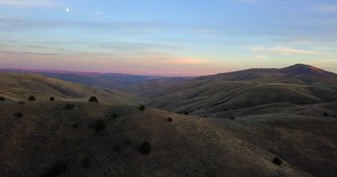 4K Drone Video of Mountain Sunset and Moon - Autumn Video stock 83698627