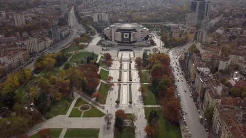 4K Drone video of National Palace of Culture in Bulgaria  Stock Footage 123787287