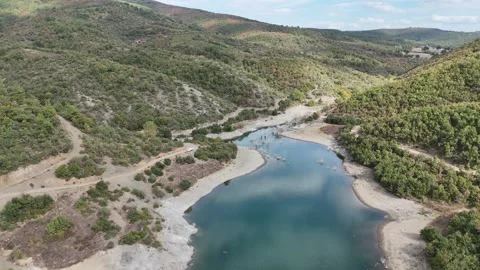 4k Drone Video, over the turqoise water of lake. Stock Footage 286048976