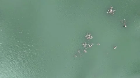 4k Drone Video, over the turqoise water of lake. Stock Footage 286050259