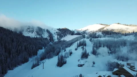 4K drone video overlooking Deer Valley Mountain Ski Resort Stock Footage 143753955