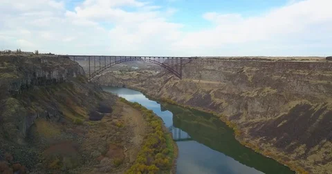 4K Drone Video of Perrine Bridge in Twin Falls, Idaho - Autumn Video stock 83608630
