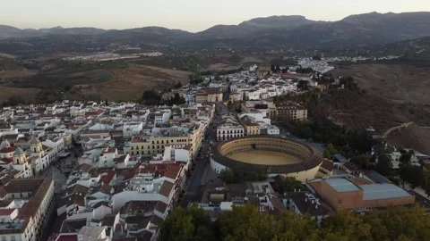 4K Drone Video: Plaza de Toros on a Cloudy Day, Ronda, Spain Stock Footage 246598103