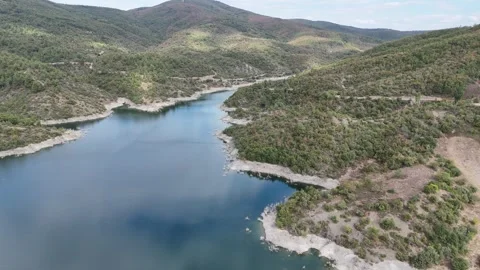 4k Drone Video, reflection of cloudy sky over the water of lake Stock Footage 286048450