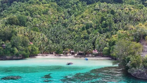 4k drone video of Sera Beach in the Togean Islands, Indonesia Stock Footage 316886922