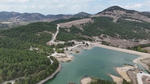 4k Drone Video of small pond and countryside view. Stock Footage 286050467