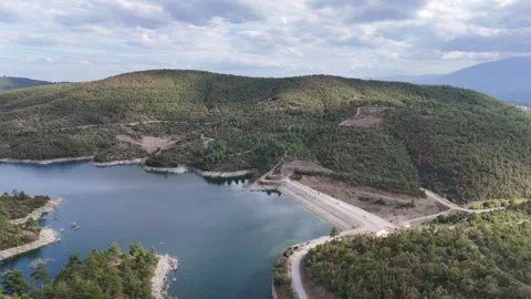 4k Drone Video, Top view of a lake view inside the forest Stock Footage 286049660