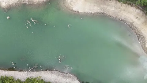 4k Drone Video, top view of water surface and texture, turquoise water view. Stock Footage 286050024