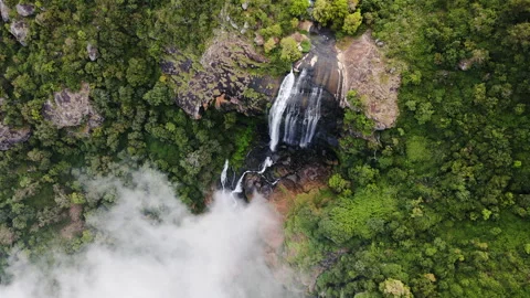 4K drone video of Waterfalls inside a forest in Tamil Nadu, India Stock Footage 148395657