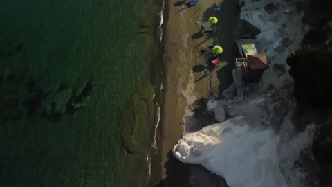 4K drone video of white rocks and crystal clear water from Cyprus Stock Footage 237342475