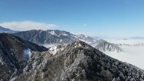 4K drone video.Drone flying over the clouds in the mountains. Stock Footage 171968177