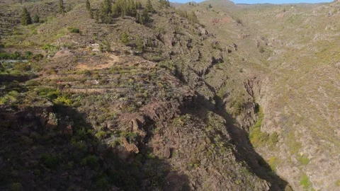 4K Drone View of Barranco del Pozo Canyon – Scenic Tenerife Aerial Stock Footage 314607503