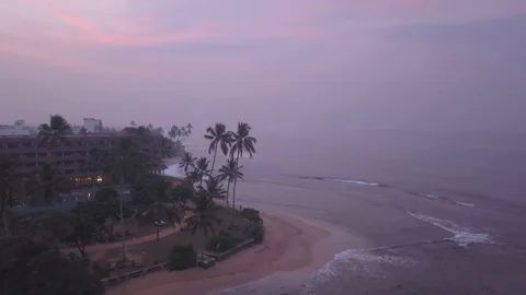 4K drone view of a beautiful beach sunrise. Video stock 86879603