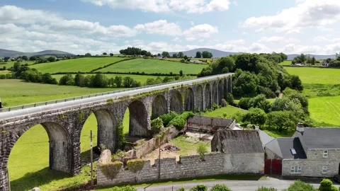 4K Drone View of Borris Viaduct and Green Countryside Stock-Footage 333335633