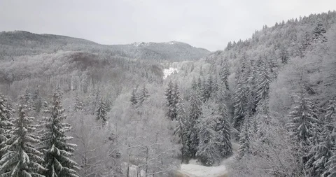 4K Drone view in cloudy and snowy mountains14 Stock Footage 125764864