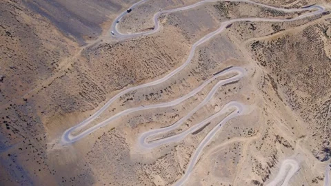 4K Drone View of Gata Loops in Ladakh – Curvy Road in Mountains and Valley Stock Footage 309783667