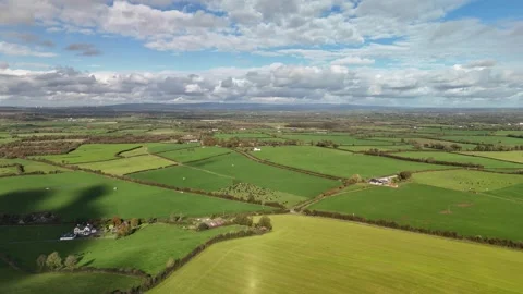 4K drone view of green rural fields and farmland Stock Footage 333707616