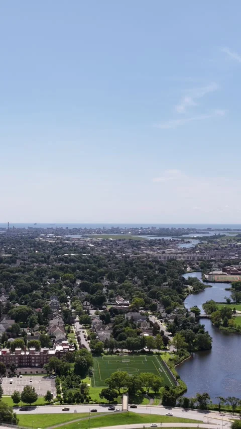 4K Drone View of Lakeside Community, Shoreline and Residential, Alternate Clip 5 Stock Footage 345424992