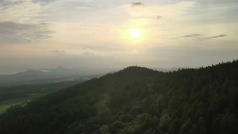 4K Drone View of Low Flight to Hallasan Stock Footage 143863258