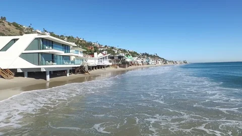 4K drone view of ocean front property in Malibu, California Видео 71475323
