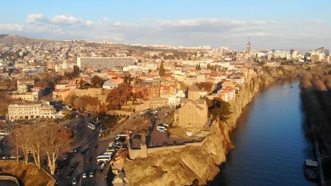 4k drone view of an old city in Georgia. skyline Stock Footage 111470265