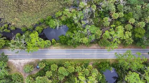 4K Drone View of the Ormond Beach Scenic Loop Drive Landscape Stock Photos