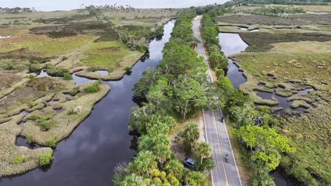 4K Drone View of the Ormond Beach Scenic Loop Drive Landscape Stock Photos