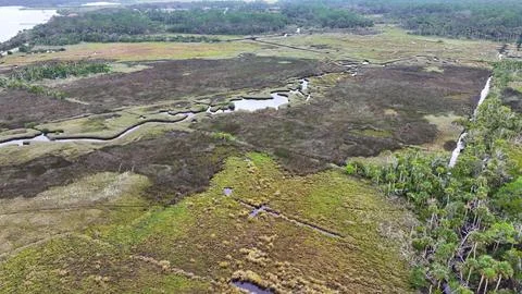 4K Drone View of the Ormond Beach Scenic Loop Drive Landscape Stock Photos