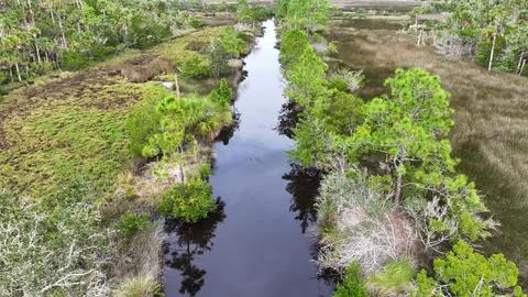 4K Drone View of the Ormond Beach Scenic Loop Drive Landscape Stock Photos