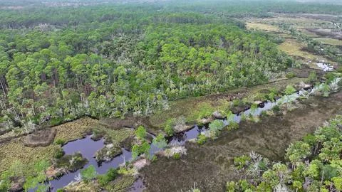 4K Drone View of the Ormond Beach Scenic Loop Drive Landscape Stock Photos