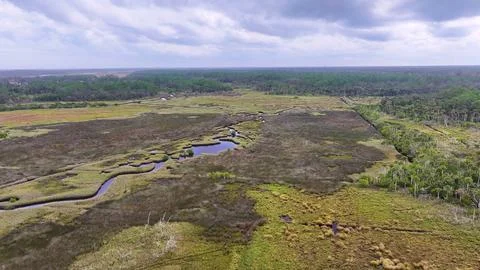 4K Drone View of the Ormond Beach Scenic Loop Drive Landscape Stock Photos