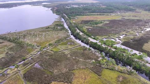 4K Drone View Of The Ormond Beach Scenic Loop Drive - Florida Landscape Stock Photos