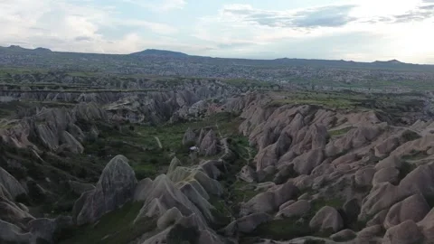 4K Drone View Over Volcanic Rocks of Red Valley at Sunset Stock Footage 336488317