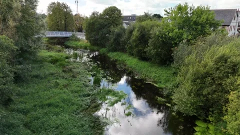 4K Drone View of River in Thurles County Tipperary Ireland Stock Footage 333933130