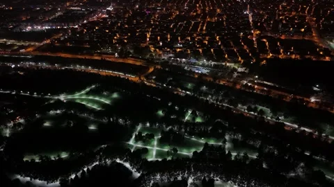 4k drone view of rush traffic city at night. Stock Footage 291403344