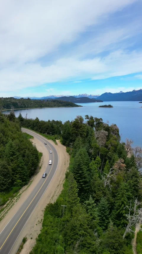 4K Drone View of Ruta de Los Siete Lagos Highway in Argentina During Summer 5 Stock Footage 304922610