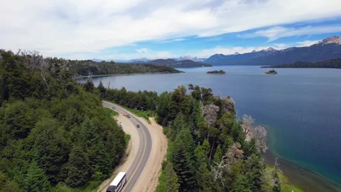4K Drone View of Ruta de Los Siete Lagos Highway in Argentina During Summer 4 Stock Footage 304922644