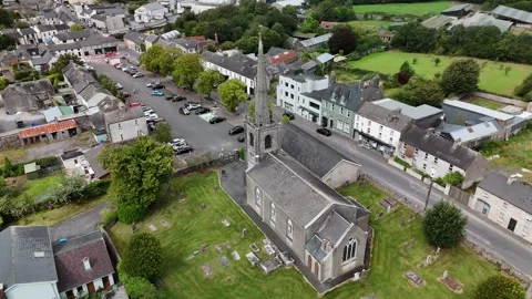 4K Drone View of Saint Andrew's Church Rathdowney Stock Footage 333933074