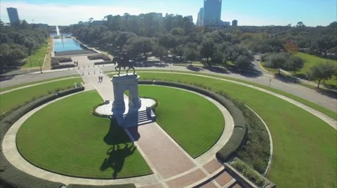 4K Drone View of Sam Houston Monument in Houston, Texas Stock Footage 58372220
