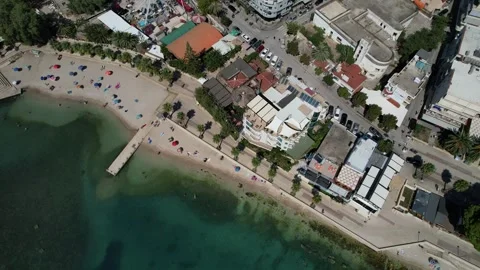4K Drone View of Saranda Seaside City, Albania Stock Footage 317688758