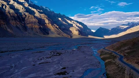 4K Drone View of Spiti Valley’s Stunning Mountain Landscape Stock Footage 312587838