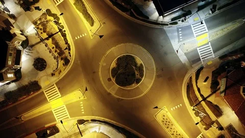 4K Drone view of traffic Roundabout Time Lapse Stock Footage 84914476